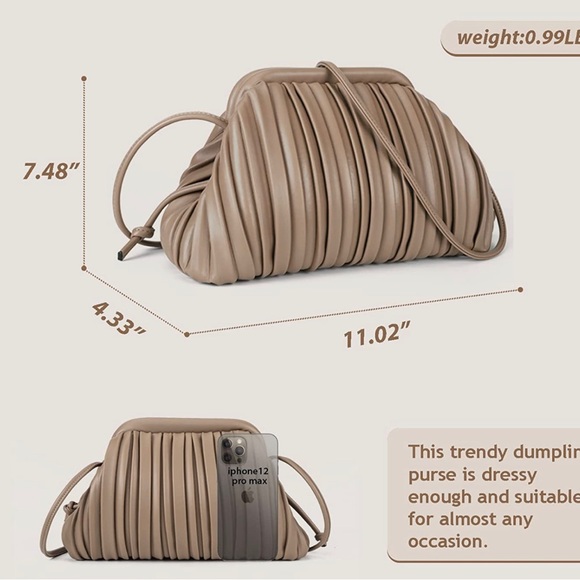 Gorgeous PU Leather Clutch. Taupe. Excellent condition. - Picture 7 of 12